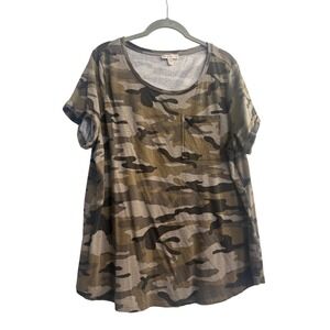 Eliane Rose Camo Pocket T Shirt Top Women‎ Plus Size 1X Cotton Modal Blend